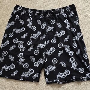 🌈Mad Engine Black Motorcycle Print Pajama Lounge Shorts Size XL